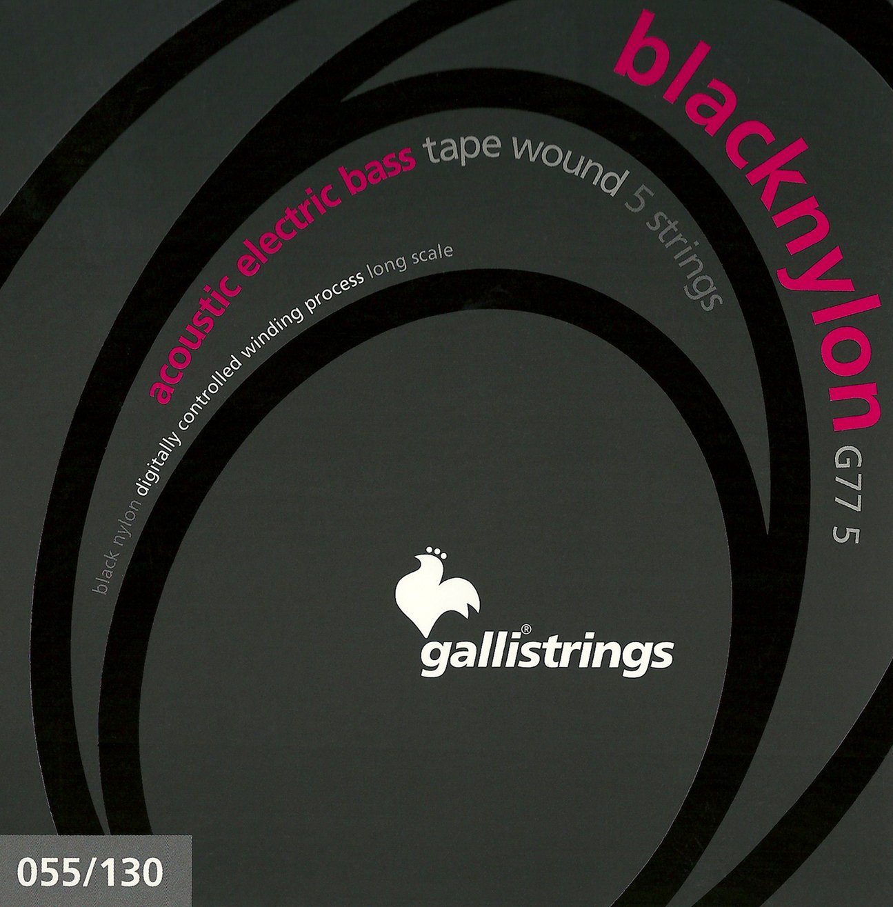Gallistrings G77–5 055-.130 Set 5 corde, avvolgimento in nylon nero
