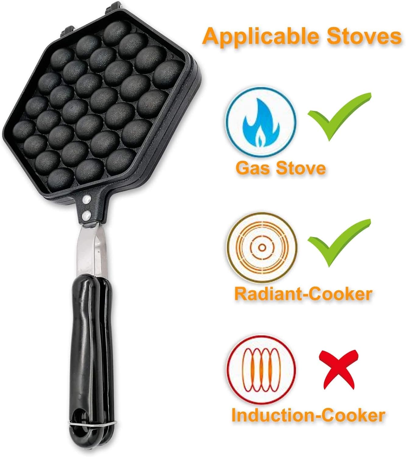 Egg Waffle Maker Cake Maker with Silicone Brush for Home, kitchen, DIY,Bakeware and etc,DIY Bubble Waffle Maker,Non-Stick