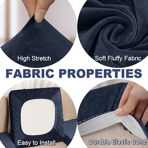 Miniatura 3 de Fundas de sofá modulares para cojines de asiento de 4 piezas de terciopelo separado en forma de L, funda elástica para sofá con 2 fundas de