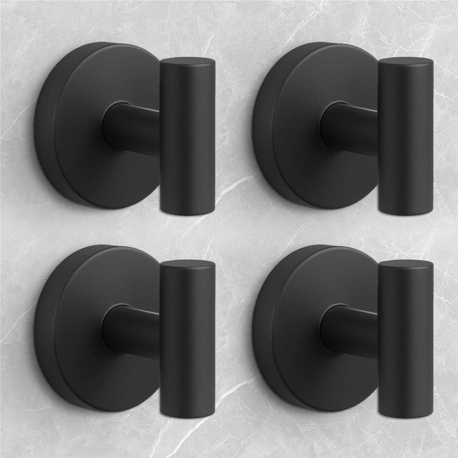 Shower Hooks for Inside Shower,No-Drill Removable&amp;Reusable Towel Hooks for Bathroom,Heavy Duty Suction Cup Hooks for Glass Window,4 Packs(Black)