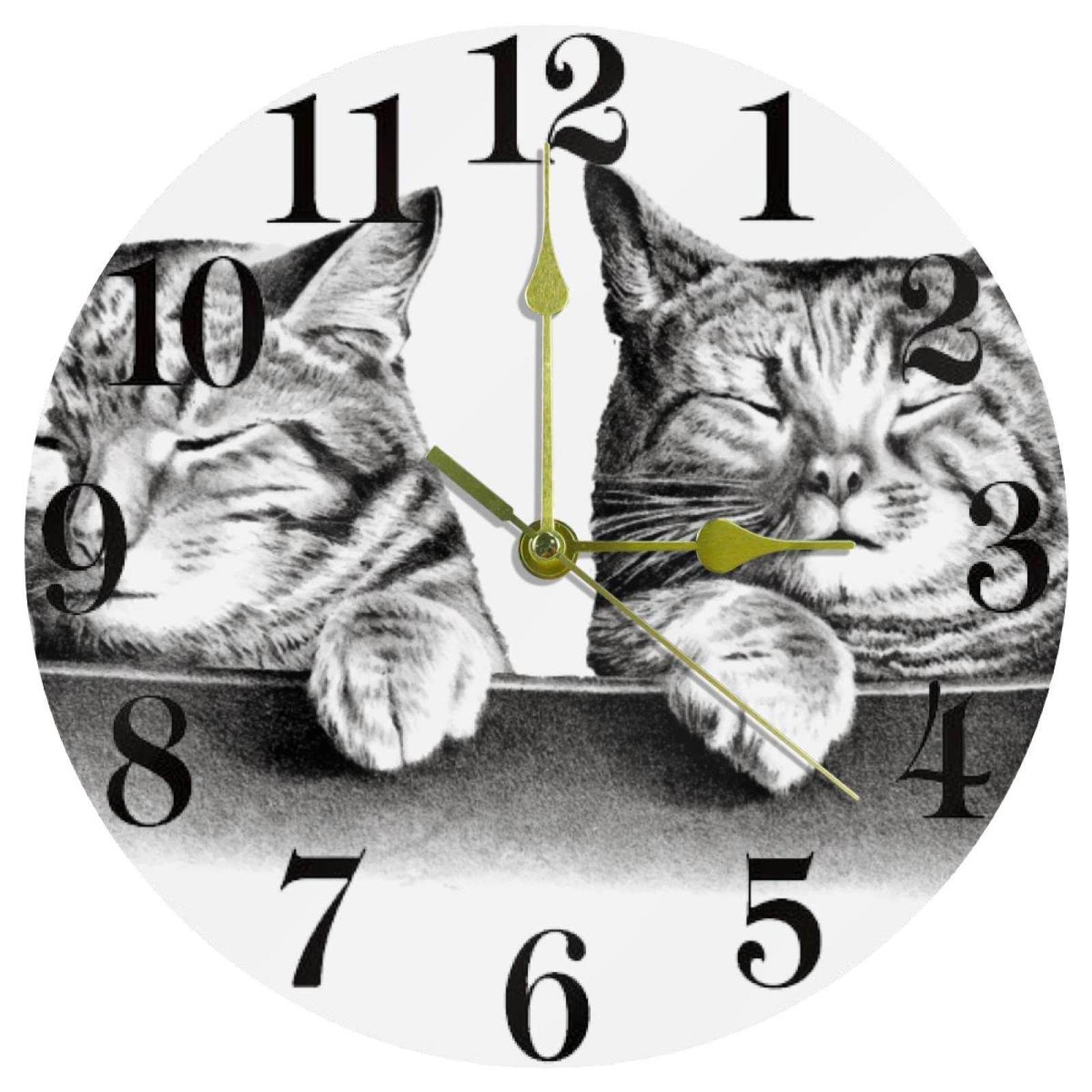 Horloge murale chats endormis sans tic-tac silencieuse pour trouver le sommeil