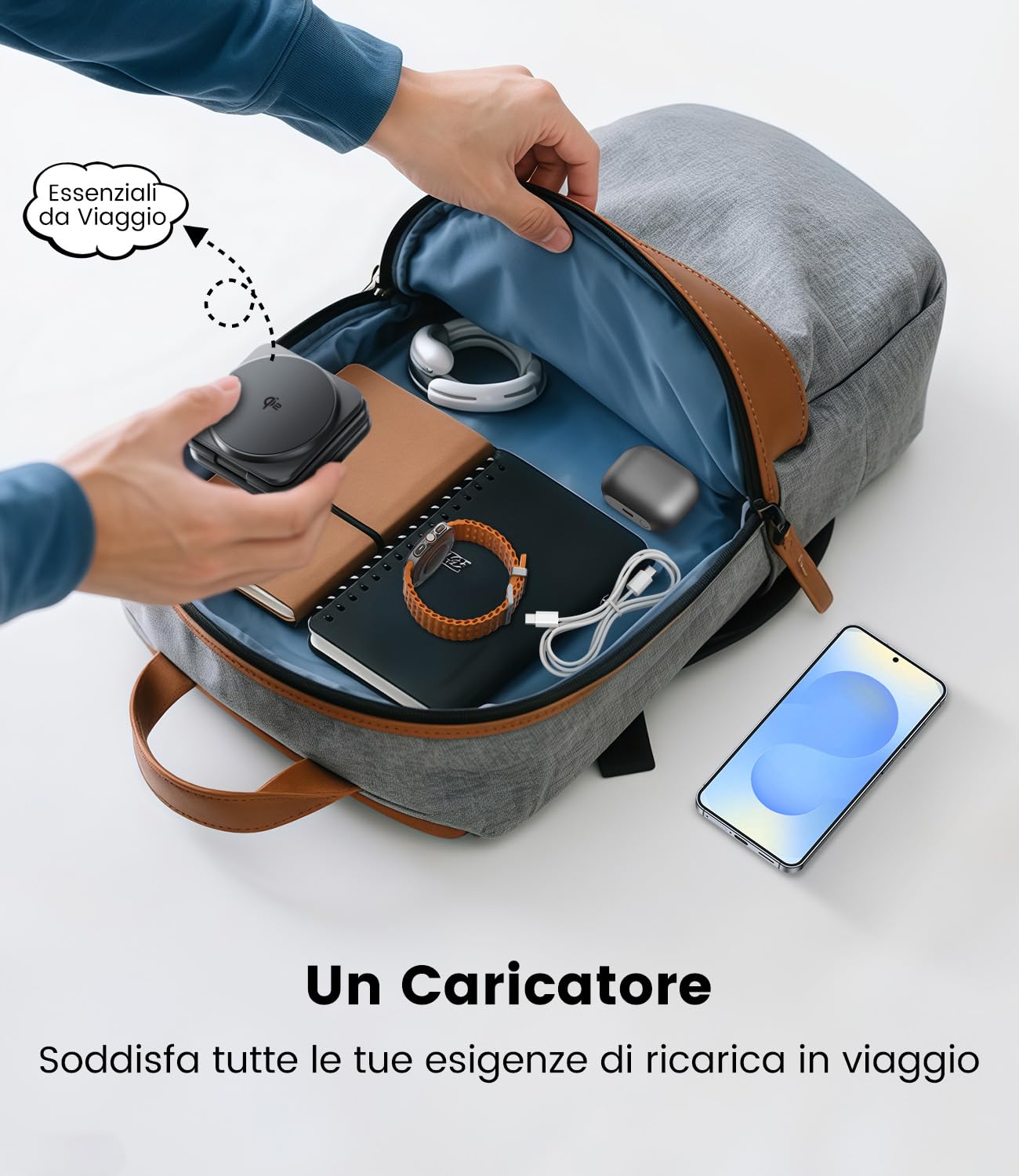 KU XIU Qi2 3-in-1 Magnetica Caricatore Wireless per Samsung | Stazione di Ricarica per Galaxy S26, Ricarica Rapido da Viaggio per Galaxy Watch, per Galaxy Buds (Adattatore 45W Incluso)