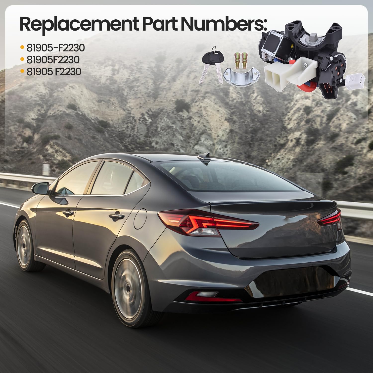 81905-F2230 Ignition Lock Cylinder Housing Compatible with 2017-2020 Hyundai Elantra Lock Key & Cylinder Assembly with 2 Keys, Replace 81905F2230 Ignition Switch Kits