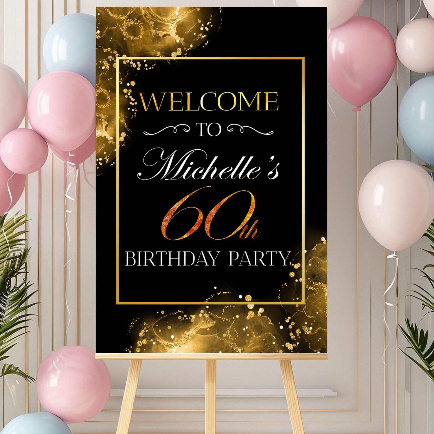 Personalized 60th birthday welcome sign, Any age birthday poster personalized, Welcome board, Birthday party decorations, Birthday Gifts, birthday