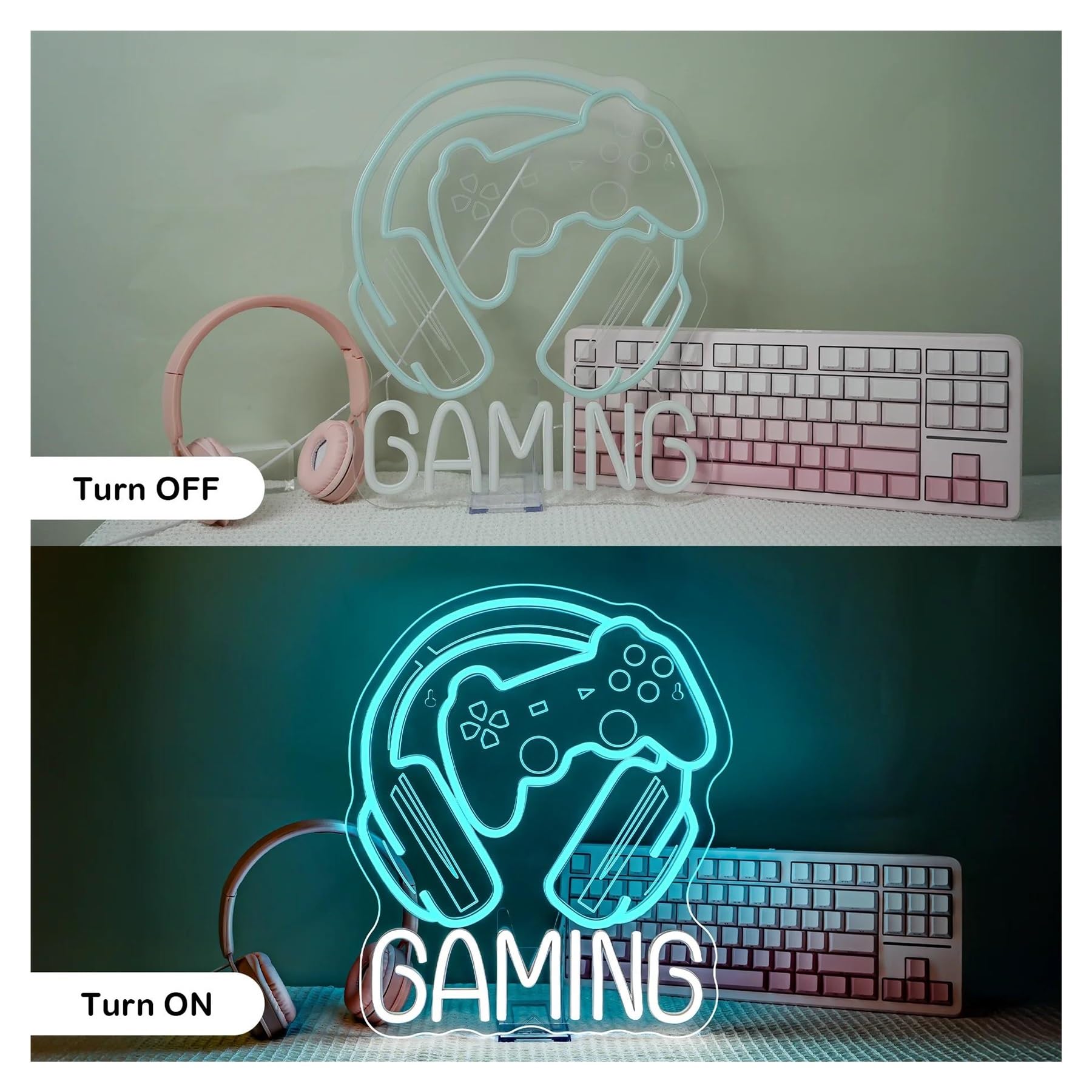 Décor Mural Lumière Enseigne Néon Gaming À LED, Intensité Variable, Pour Salle De Jeux, Salle Vidéo, Chambre De Garçon, Décoration Murale, 42.55cmx36.8cm