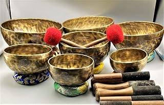 Devyom-7 Notes 5-10 inches Full Moon Singing Bowls-Chakra Healing Singing Bowl-Tibetan Singing Bowl-Meditation Bowl-Handmade in Nepal