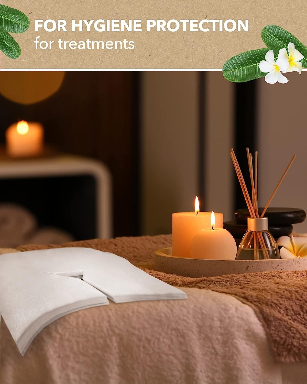 ZEN - 300x telini monouso con fessura per naso per lettini da massaggio - feltrini usa & getta in tessuto per poggiatesta lettini da massaggio & trattamento - accessori massaggi per il viso 41x31 cm