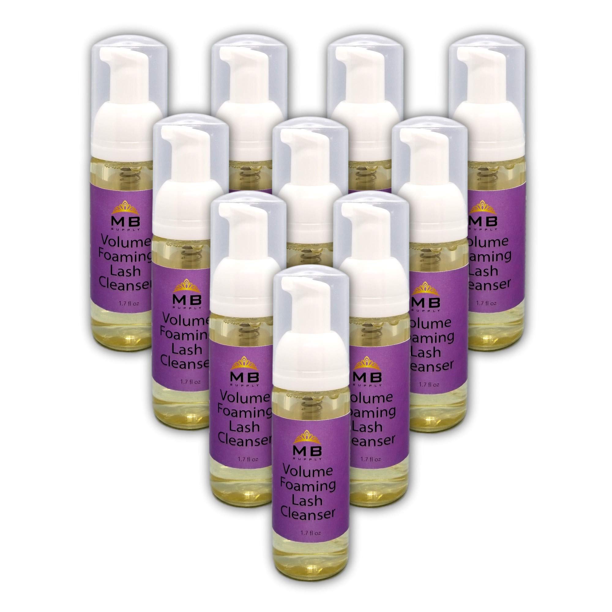 MBsupply Foaming Eye & Lash Clean Wash for Eyelash Extensions & Natural Lashes Shampoo Face Wash Eyelids & Face Professional & Self Use 1.7 fl.oz / 50ml - 10 Pack