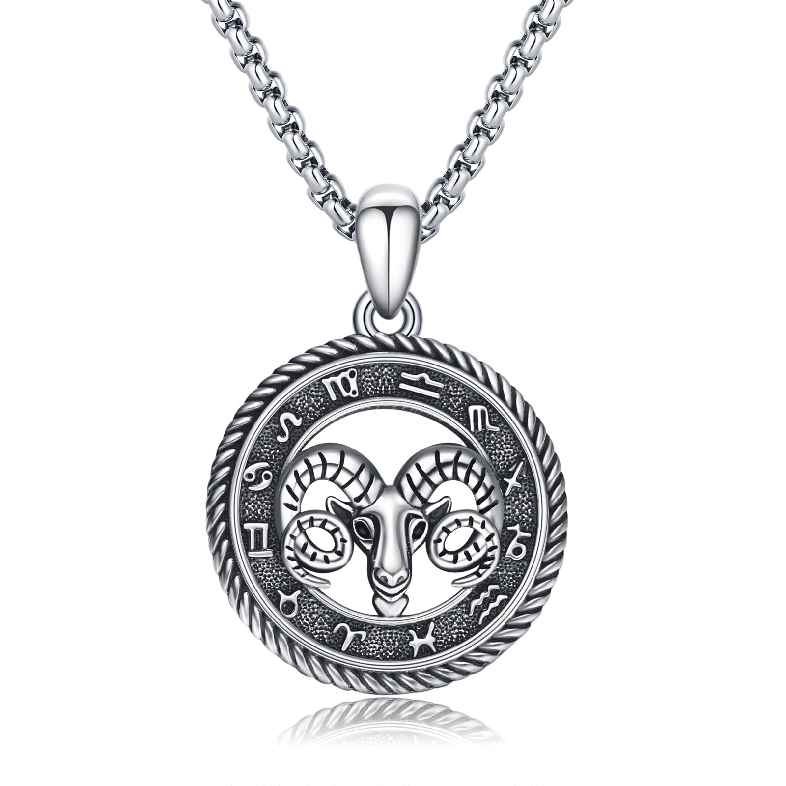 12 Zodiac Pendant Necklace 925 Sterling Silver Oxidized/Gold Zodiac Pendant Astrology Jewelry Gifts for Women Men Unisex Birthday Valentiens Day Gifts, with Stainless Steel Chain