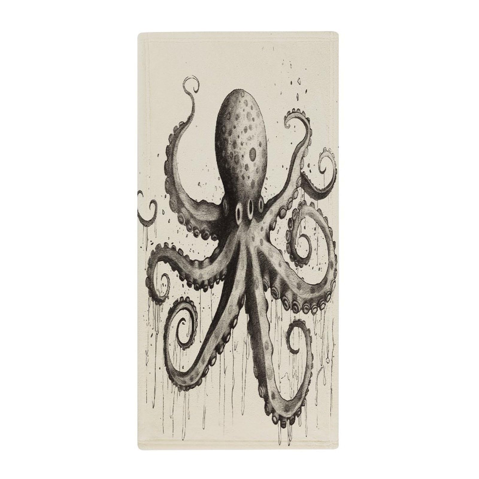 FekiLoot Octopus Bath Towel Super Soft Highly Absorbent Bath Towel Fashion Quick Drying Bathroom Towel Soft Large Fingertip Towels for Bathroom Gym Travel Camp Pool