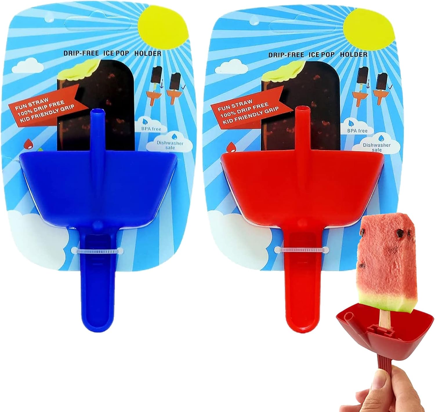 2 Pack Drip Free Popsicle Holders for Kids, Silicone