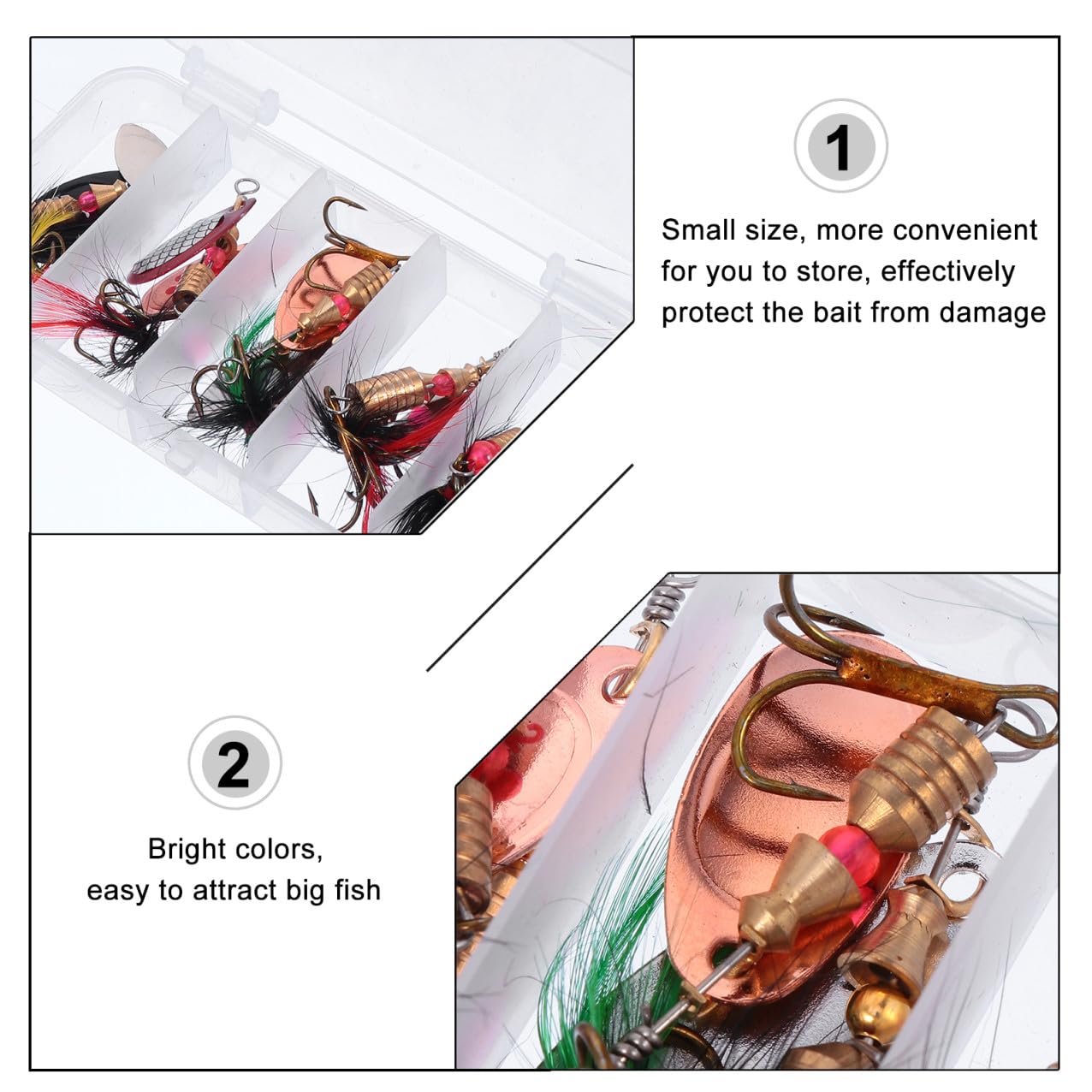 30pièces Leurres Sequins Kit De Leurres Artificiels avec Déguisés pour Truite Carnassiers Et Poissons