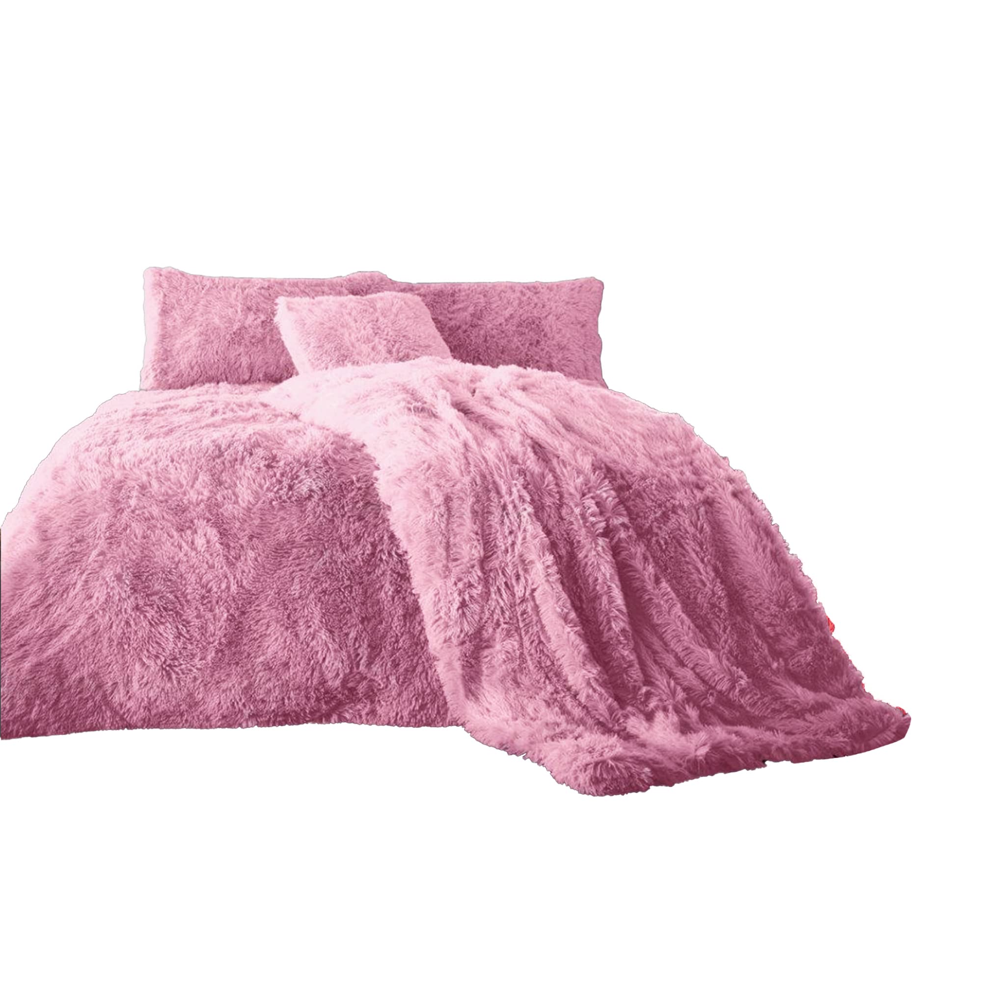 Exquizit Home Hug & Snug Pink Exquizit Home® Teddy Cuddles Hug & Snug Fleece Duvet Cover Bedding Set With Pillowcase – Warm & Cosy Soft Teddy Fleece Quilt Cover – Machine Washable – Pink (Superking – 260Cm X 220Cm)