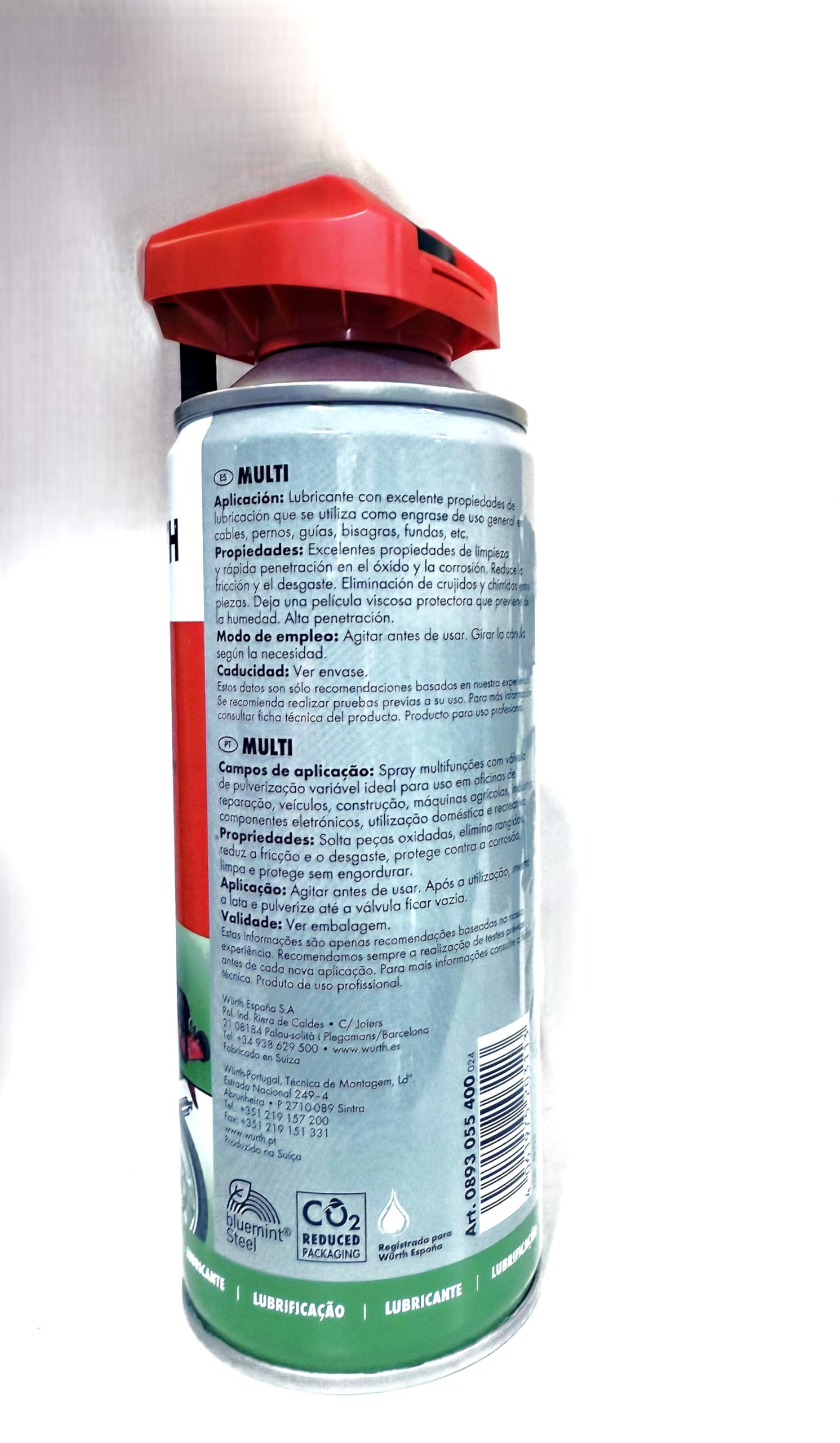 WURTH lubrificante multiuso Spray 400 ml, 2 pakc Aceit Allentamento Universale, Antigripante Super Efficiente, Testa di erogazione Versatile e Precisa Due in Uno