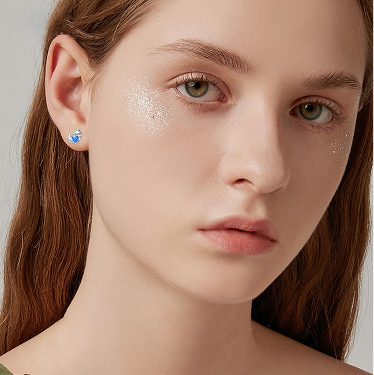 925 Sterling Silver Animal Earrings Otter/Dinosaur/Leopard/Alligator/Axolotl/Skunk/Turtle/Octopus/Lion Opal Earrings Christmas Anniversary Birthday Jewelry Gifts for Mother Wife Sister Friend Daughter - Image 2