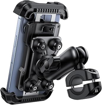 Lamicall Motorcycle Phone Mount Holder - [Dual Vibration Dampener] [Metal Adjustment Arm] Motorcycle Cell Phone Holder, Bike Handlebar Phone Mount, Gifts for iPhone 16 15 14 Pro Max, 4.7-6.7 Phones