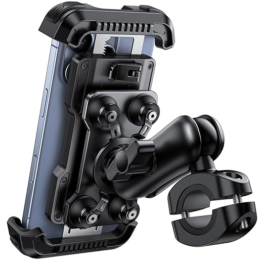 Lamicall Motorcycle Phone Mount Holder - [Dual Vibration Dampener] [Metal Adjustment Arm] Motorcycle Cell Phone Holder, Bike Handlebar Phone Mount, for iPhone 16/15/ 14/13 Pro Max, 4.7-6.7" Phones