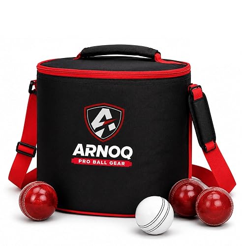 ARNOQ Cricket Ball Bag with Padded Lid & Zipper Closure, Lightweight Easy to Carry Ball Bag for Coaching, Training & Practice
