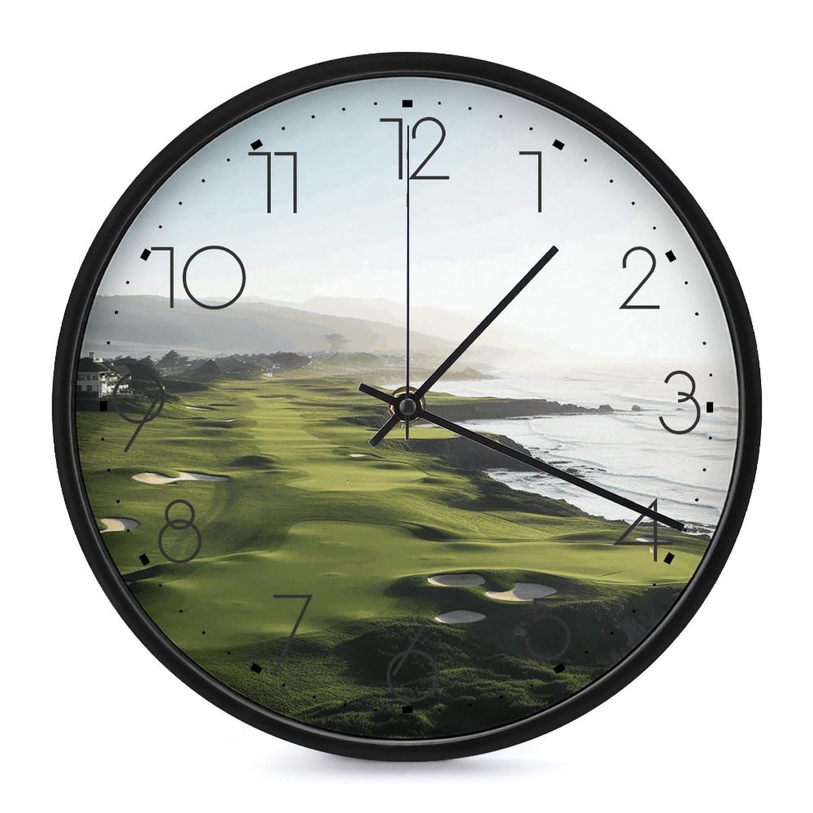 Adfgyerh Black-Style Seaside Golf Course Clock，9.8 Inch Battery Operated Wall Clock Classic Simple, Decorative Wall Clock.analog Clock For Kitchen Office Bathroom Bedroom.