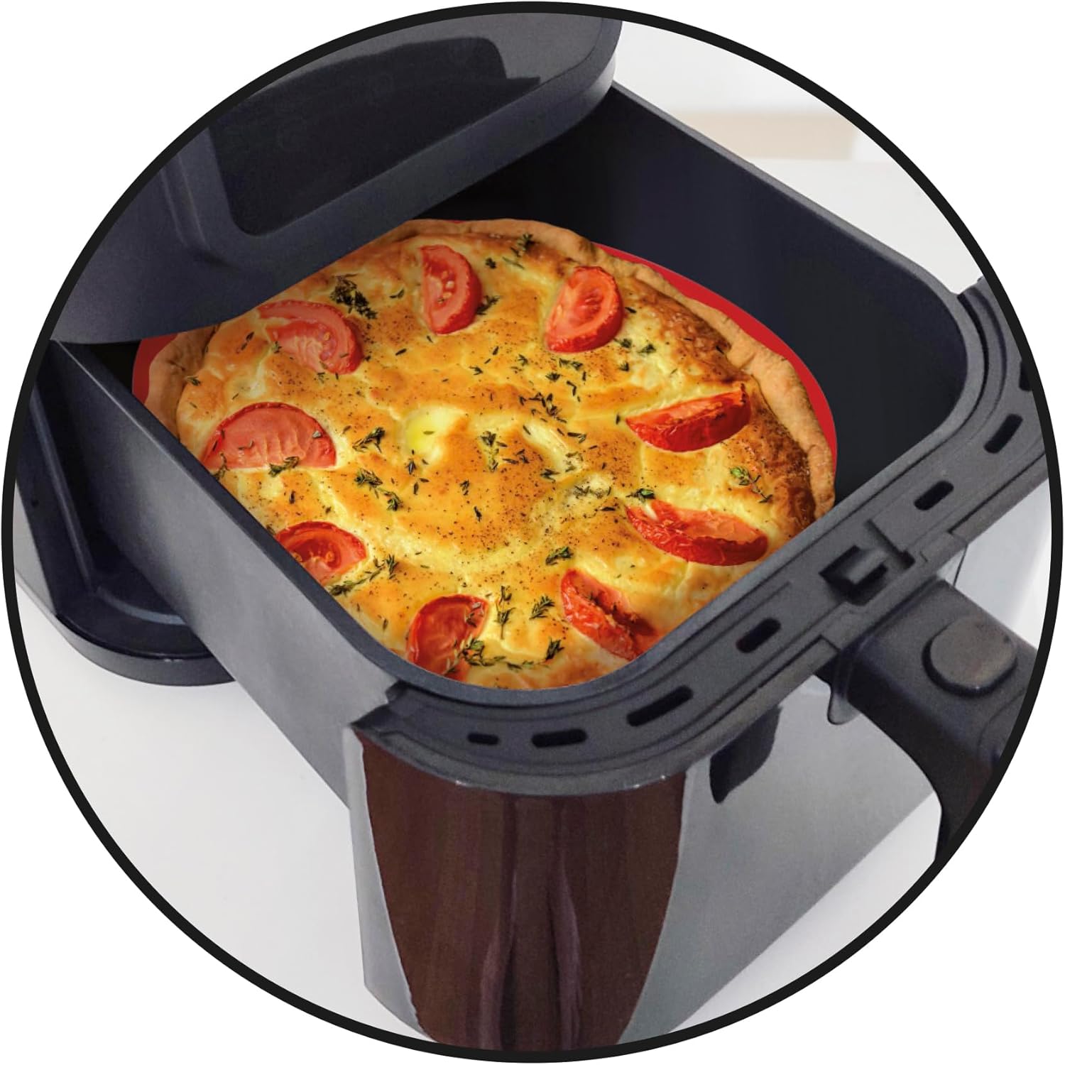 Guardini, Round Mould for Air Fryer, Food-Grade Silicone, Diameter 21.5 x 3.8 cm, Red