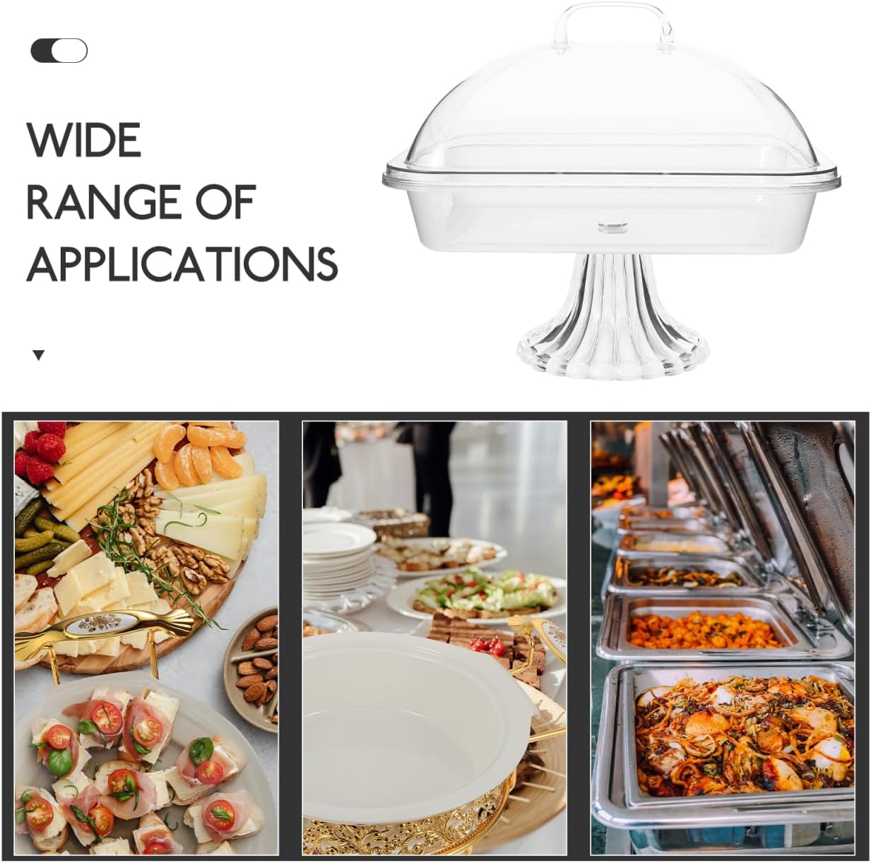 1 Set Clear Cake Stand with Lid Cake Stand with Acrylic Dome Rectangular Serving Platter Cake Plate Display Stand with Cover for Baking - Image 8