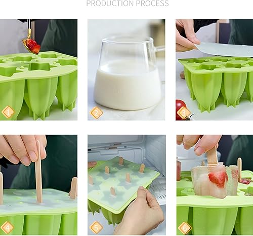 Miniatura 7 de Moldes de silicona para paletas de hielo, moldes de paletas reutilizables para paletas de hielo, moldes de silicona sin BPA, molde de helado de