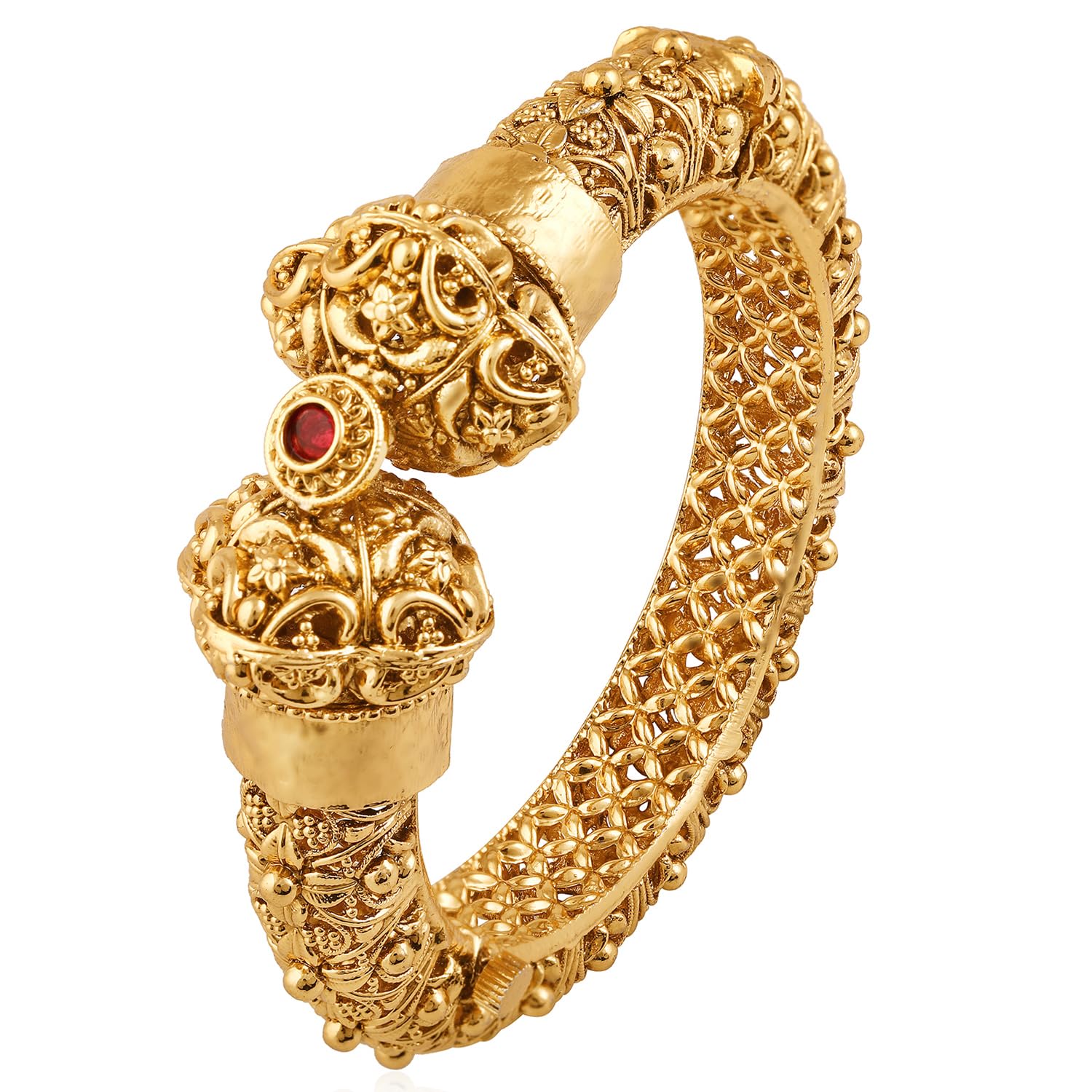 Aheli Synthetic Stone Studded Ethnic Kada Bangle Ethnic Jewellery Gift for Women (2.6 inch, 1 Pc)