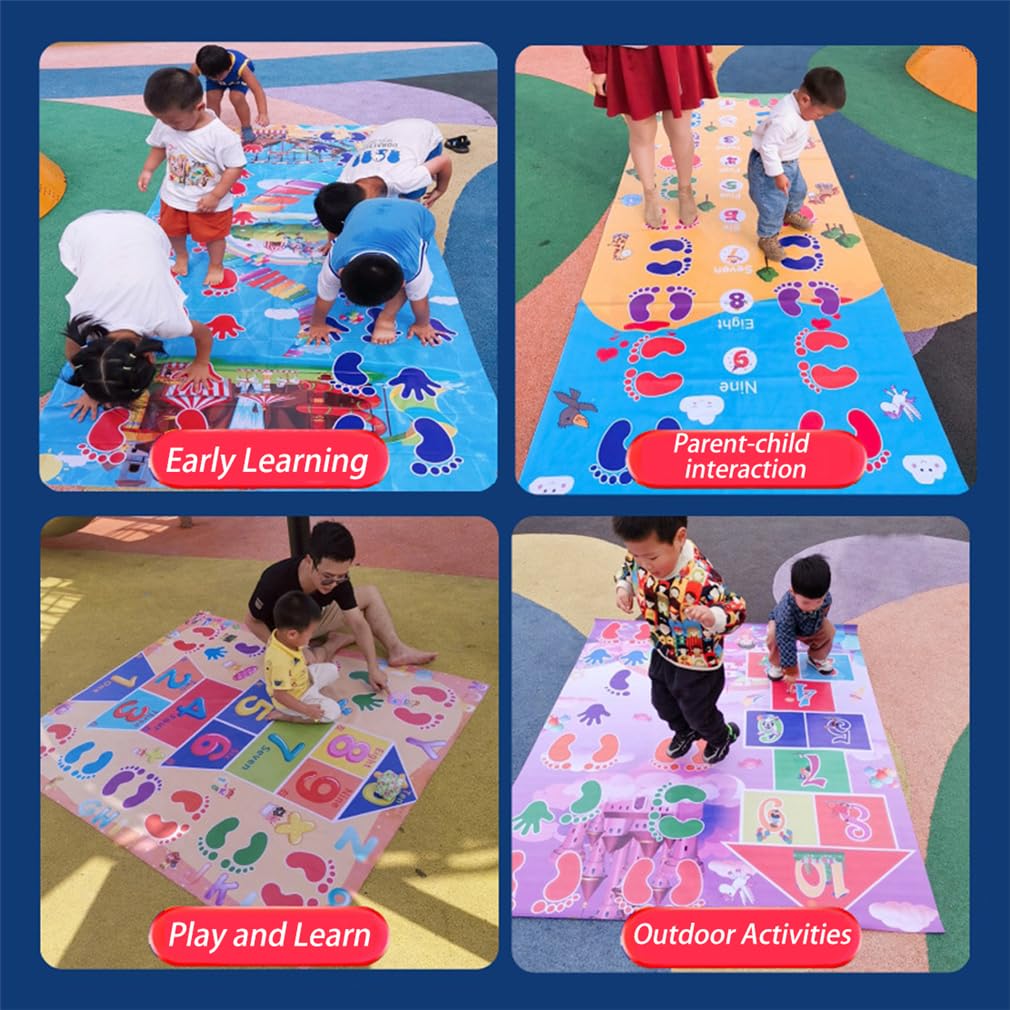 Estera De La Rayuela, Alfombra De Juego Lindo Interior O Al Aire Libre, Playspaces Y Decoración, Alfombras De Actividad, Resbaladizo Juego De La Rayuela con Sacos De Arena Y Silbatos (C)