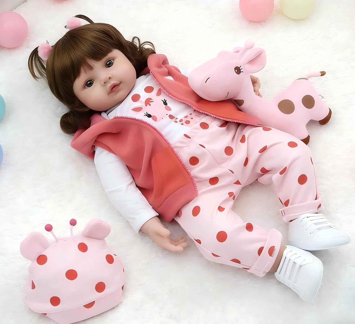 Pinky 18Inch 45cm Lifelike Reborn Baby Girl Dolls Soft Silicone Babies Realistic Looking Newborn Baby Dolls Cute Reborn Doll Toddler Handmade Child Birthday and Xmas Gift