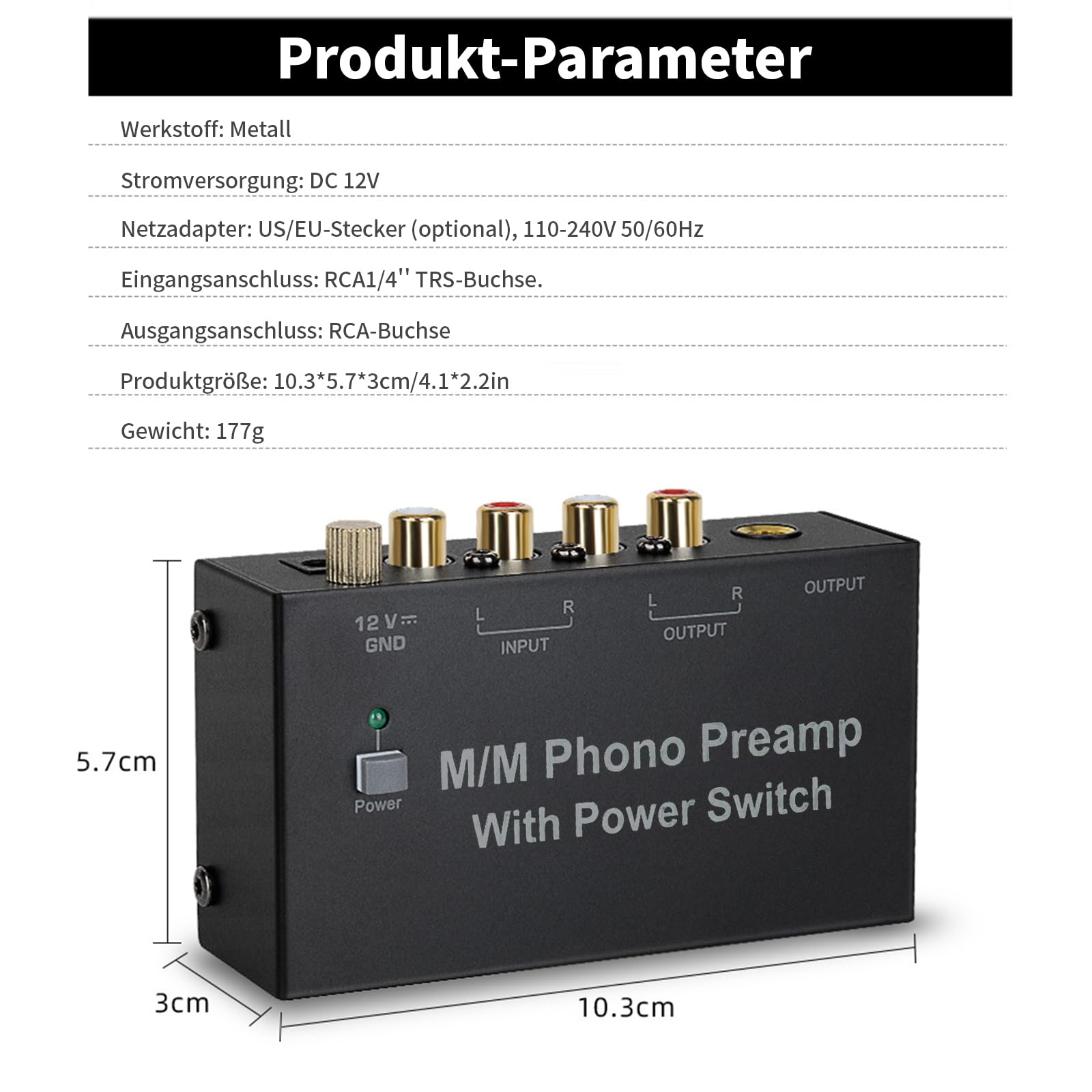Magicbox Phono Vorverstärker Pro | RIAA-MM Vorverstärker mit 92dB SNR, RCA/TRS/Klinke & Plug-and-Play – Für Audio-Technica/Sony/Vintage