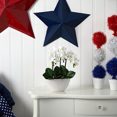 Miniatura 4 de Nearly Natural 4804 15in. Arreglo de flores de seda de phalaenopsis, blanco, 14.5 "x 11" x 4.5 "