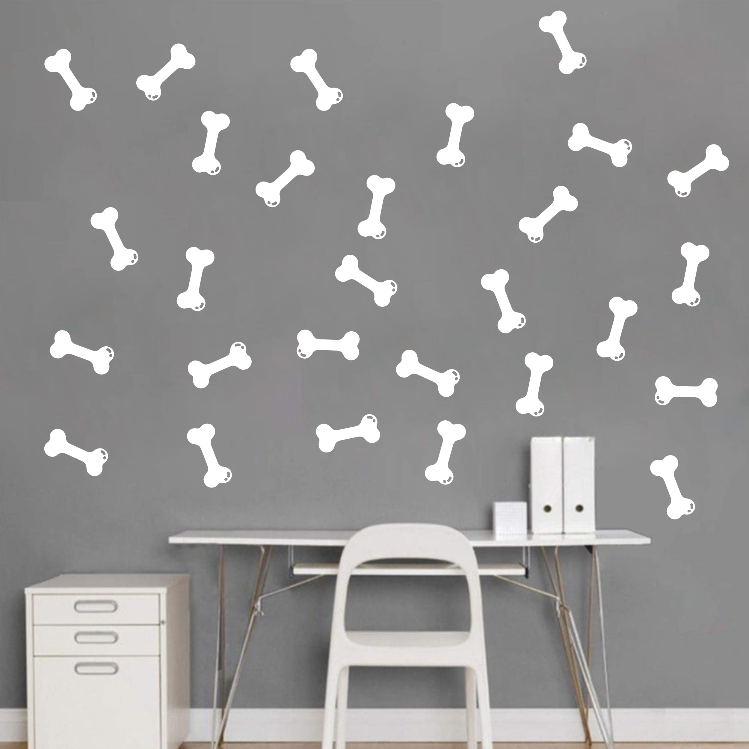 40 Pcs/Set of Bones Wall Decals for Doggy Space Decoration Dog Bone Wall Sticker Puppy House Home Bedroom Pet Decor Dog Wall Art Design YMX66 (White)