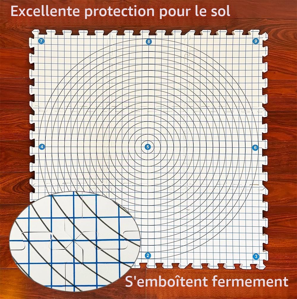 Tapis de Blocage Extra épais de 1,9 cm pour Tricot et Crochet, Avec 100 épingles en T et Grilles de Blocage à Emboîter (32 x 32 cm, Lot de 9 Avec Sac de Rangement)