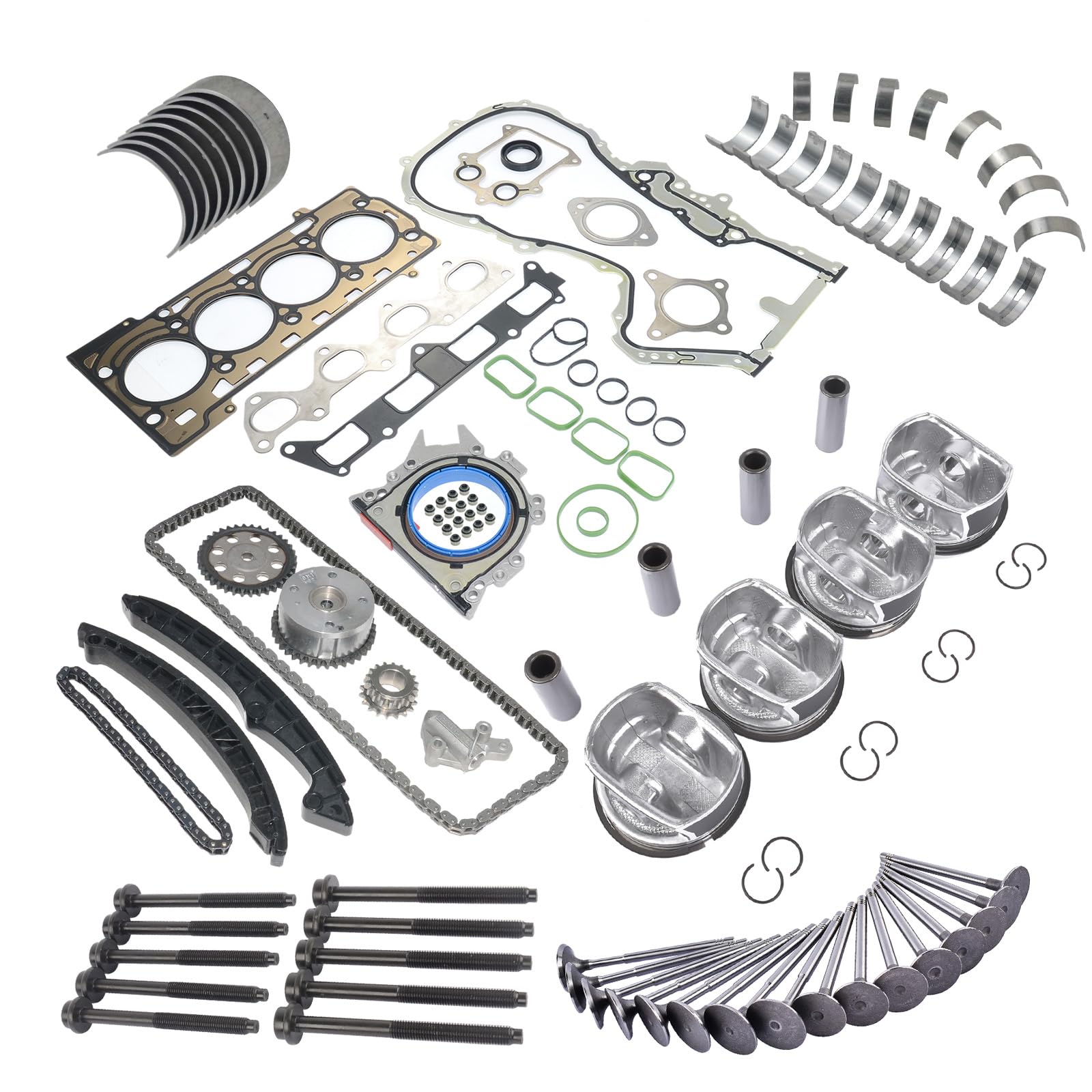 Pistón y juego de cadena de distribución compatible con G0lf V VI E0s 1.4 R4 16V TSI CAV CAX CTH 03C109571F 03C109509L