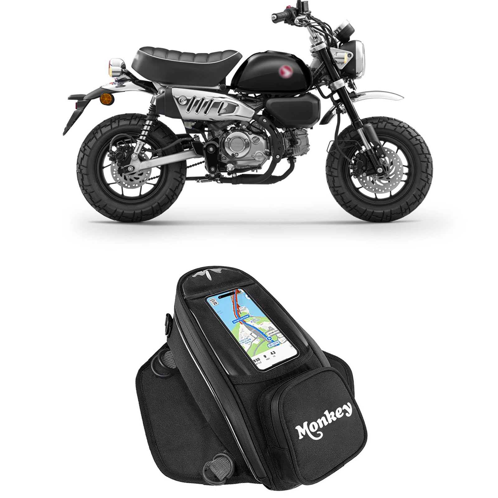 For Monkey 125 DAX ST 125 2025 2024 2023-2018 Accessories Fuel tank bag Motorcycle fuel tank bag Tank bag Travel fuel tank bag Waterproof large capacity navigation bag (Monkey125)