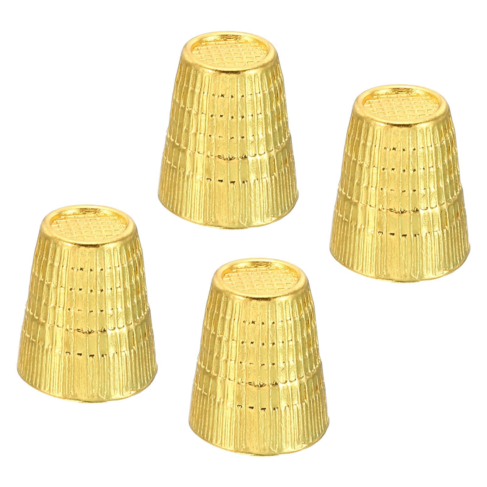 PATIKIL Metal Sewing Thimbles, 4 Pcs Sewing Thimble Finger Protector Durable Quilting Craft Accessories for Knitting Craft Needlework, Golden