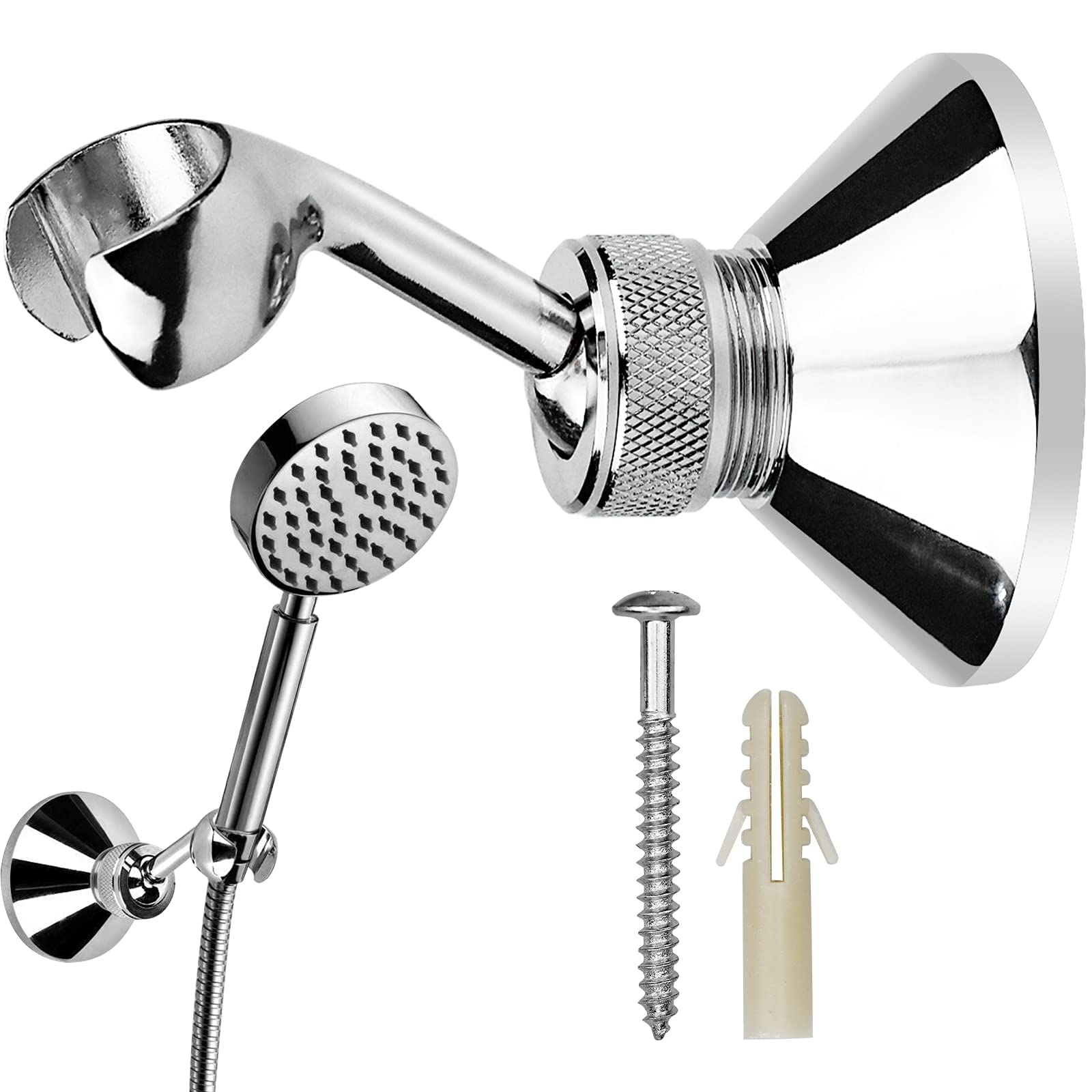 MAKINGTEC Shower Head Holder, Adjustable Removable Shower Wall Bracket Zinc Alloy Bathroom Shower Wand Wall Mounted Bracket with Screw for Standard Handheld Shower Hose