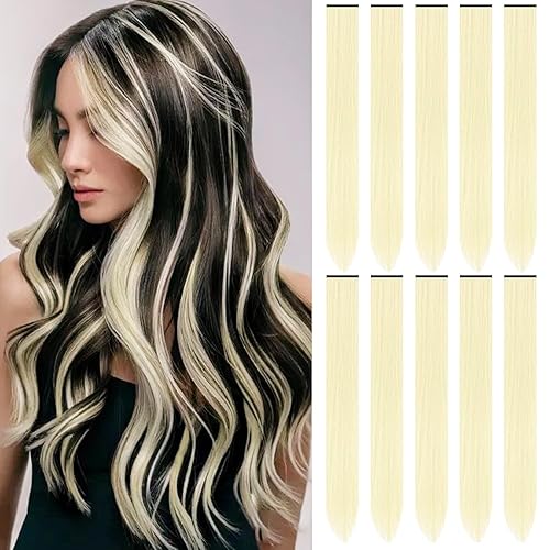 TOFAFA 22 inch Colored Hair Extensions, Multi-colors Party Highlights Clip