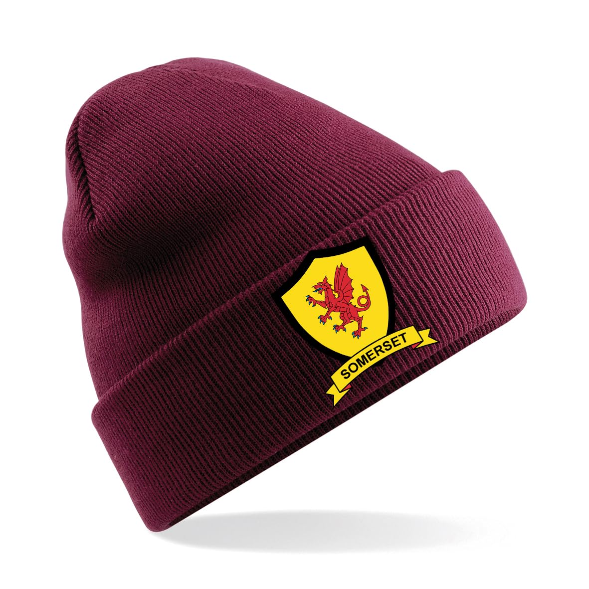 Somerset County Mens Embroidered Beanie Hat, Bob Hat Cricket Sport Your County Embroidery (Maroon)