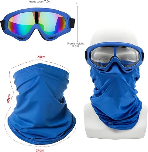 Miniatura 2 de Gafas de motocicleta, paquete de 2 unidades, para motocross, ATV, motocross, senderismo, protección con 2 unidades de máscara bandana transpirable