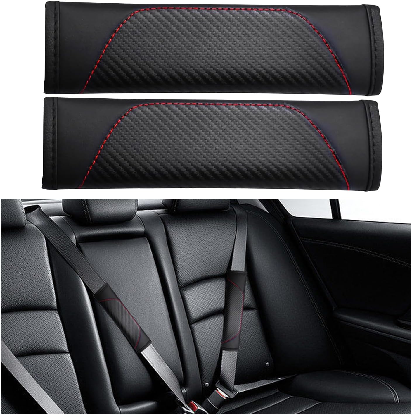 Ledger Dabbles Black Car Seat Belt Cover 7''x12.6'' (Pack of 2)