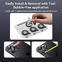 Vista 6 de WSKEN Protector de lente de cámara para iPhone 15 Pro/iPhone 15 Pro Max, [Mantén el disparo original] Protector de pantalla de cámara de vidrio