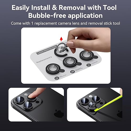 Miniatura 6 de WSKEN Protector de lente de cámara para iPhone 15 ProiPhone 15 Pro Max, mantiene el disparo original Protector de pantalla de cámara de vidrio