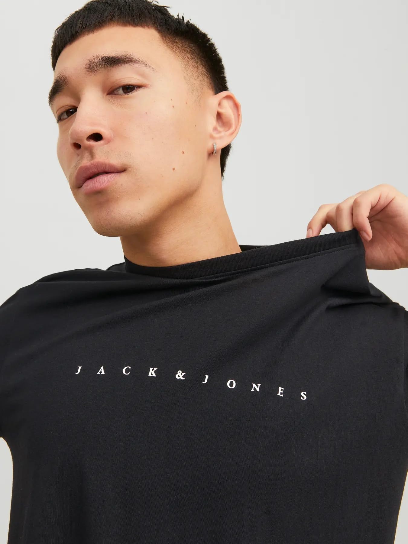 JACK & JONES Camiseta para Hombre con Logo, Negro (A/2 X Black/White), L