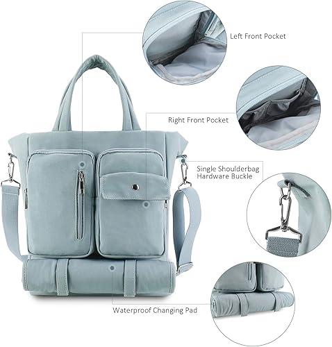 Miniatura 2 de Lmbabter Bolsa de pañales con estuche para chupete y cambiador de estación, bolso de mensajero multifunción para fin de semana, bolsa de bebé