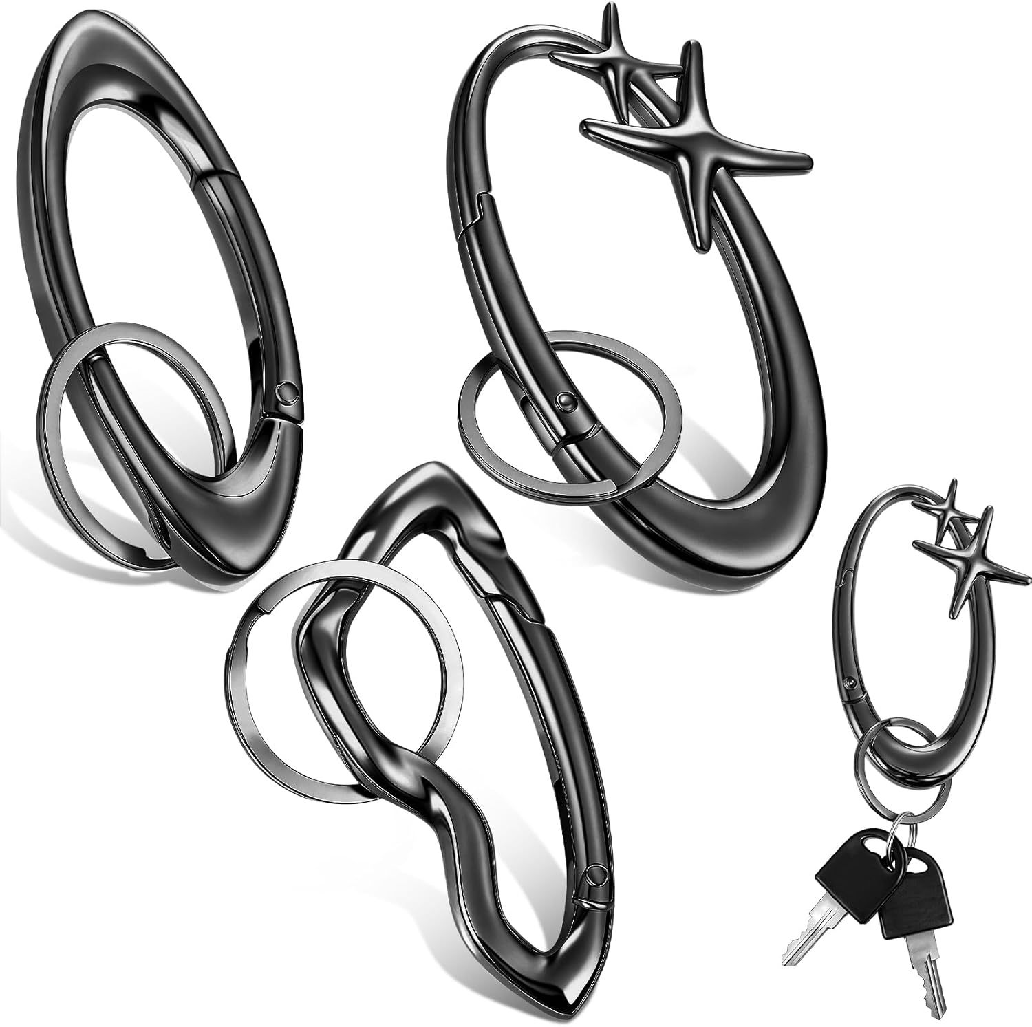 Nosiny 3 Pcs Y2k Keychains Cool Cute Carabiner Y2k Key Ring Belt Loop Buckle Holder for Backpack Bag Gift Punk Gothic Decor