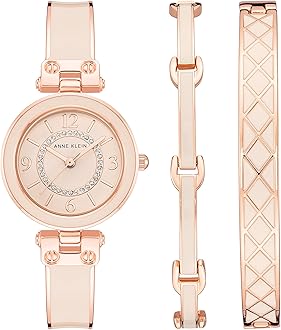 Anne KleinWomen's Glitter Accented Bangle Watch and Bracelet Set, AK/3296