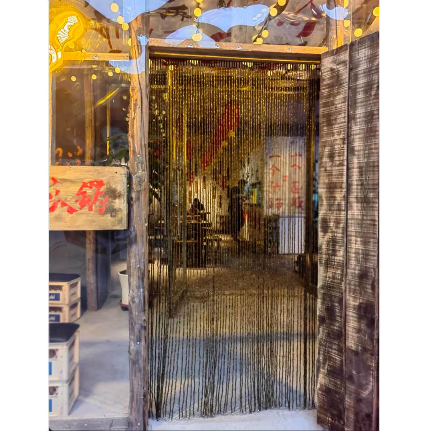 Rideau de Porte en Perles de Bambou pour Entrée,Rideaux de Porte pour Extérieur Intérieur Deco,Convient comme Moustiquaire pour Chambres,Salon,Balcons,Restaurant (121 brins 120cm x 90cm)