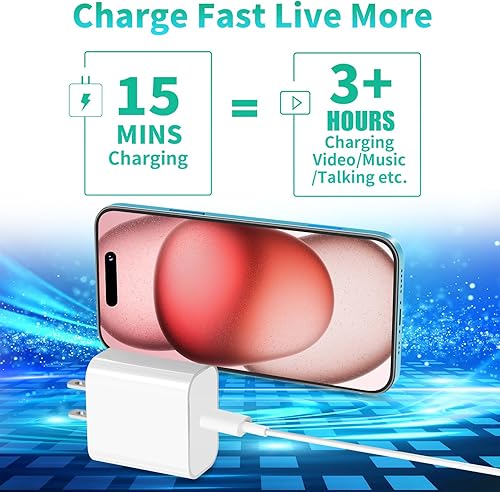 Miniatura 8 de iPhone 15 Charger Fast Charging, Rombica 3Pack 20W USB-C Power Type-C Wall Charger Block+6FT Type-C to Type-C Cable for iPhone 1515 Plus15 Pro15 Pro