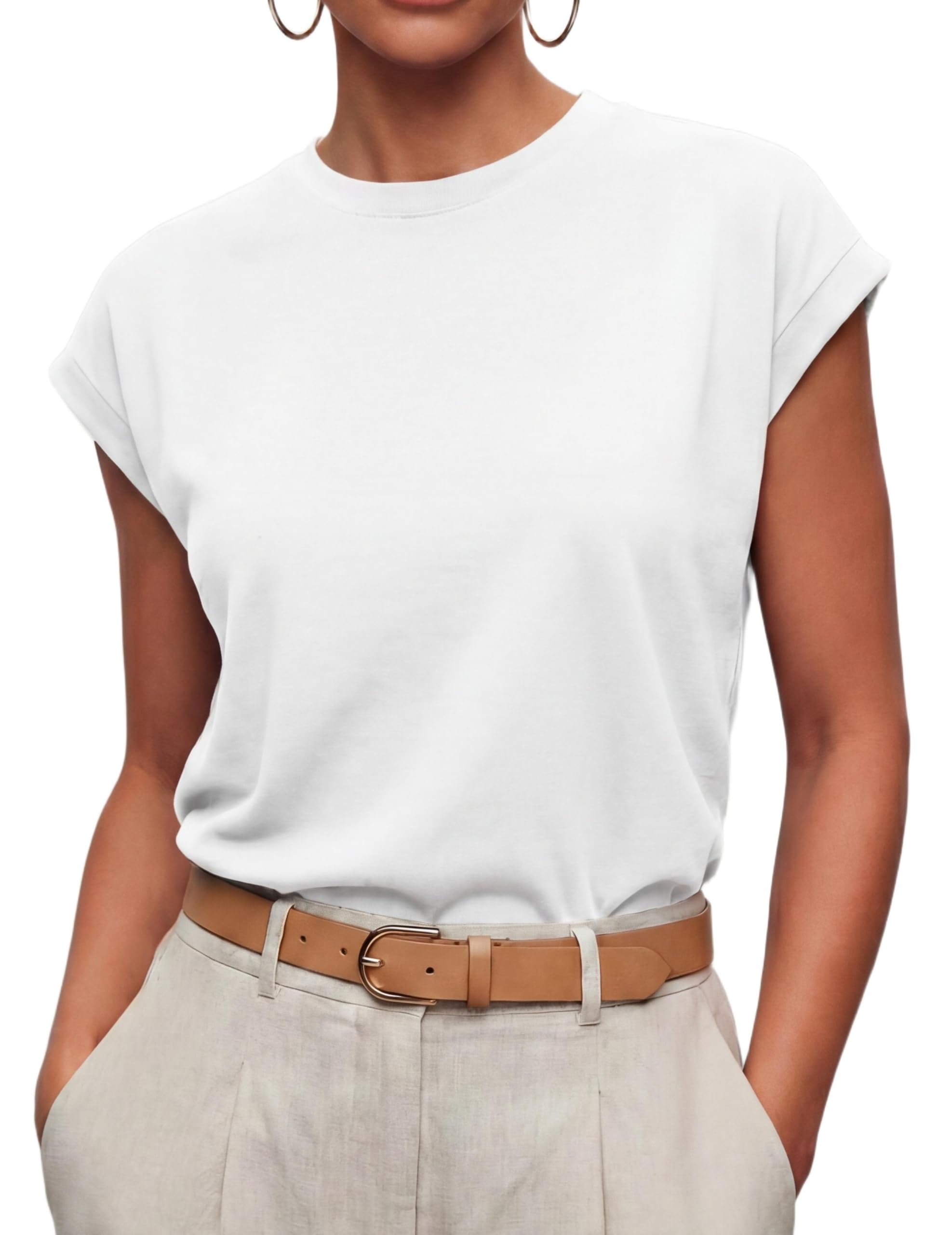 GRECERELLE Tshirt Damen Sommer Kurzarm Rundhals Casual Top Basic T-Shirt Oberteile Elegant Bluse Alltagliche Freizeitmode Business Outfit